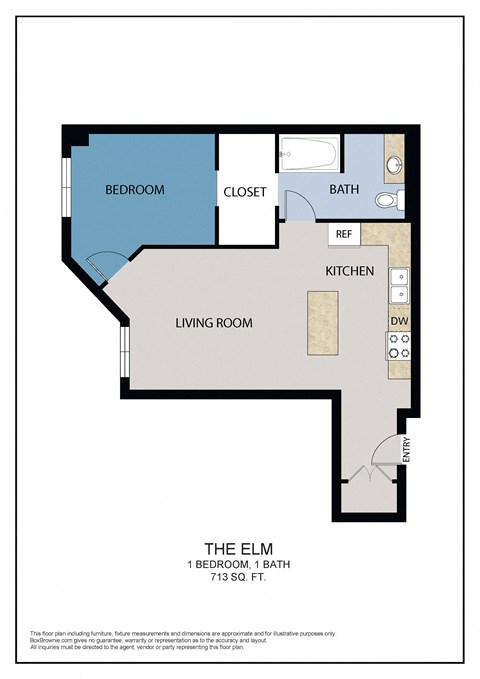 The Elm Floor Plan at ELEVATE Apartment Homes, Minnesota, 55403